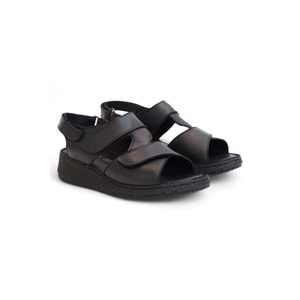 Konfores 2123 Ultra Hafif Esnek Tabanlı Hakiki Deri Tam Anatomik Kadın Sandalet - NKT02123-siyah-39