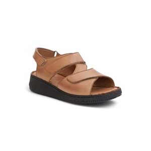 Konfores 2123 Ultra Hafif Esnek Tabanlı Hakiki Deri Tam Anatomik Kadın Sandalet - NKT02123-TABA-37