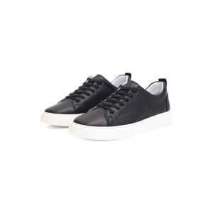 Konfores 2124 Hakiki Deri Anatomik Tabanlı Ultra Hafif Erkek Sneakers Ayakkabı - NKT02124-siyah-beyaz-43