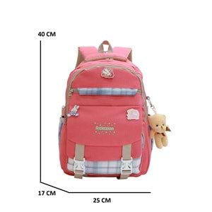 Relaxion 2144-1396 Kore Tarzı Unisex Çocuk Üçlü Set İlkokul Sırt Çantası - NKT02144-PEMBE-TEKEBAT