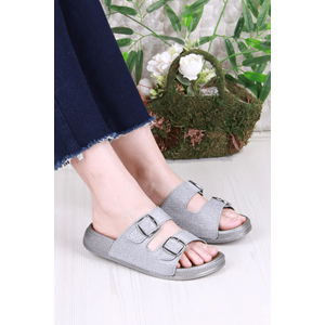 Pien-2150 Ayarlanabilir Çift Tokalı Ekstra Yumuşak Anatomik Tabanlı Kadın Terlik - NKT02150-gri-36