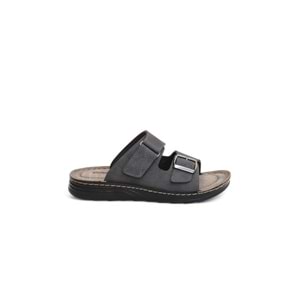 2151 Cırtlı ve Tokalı Tam Anatomik Tabanlı Günlük,Umre ve Hac İçin Uyumlu Erkek Terlik - NKT02151-gri-44