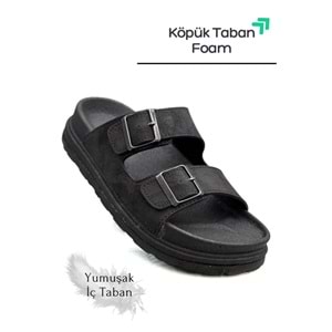 2161 Çift Tokalı Tam Anatomik Tabanlı Günlük,Umre ve Hac İçin Uyumlu Erkek Terlik - NKT02161-siyah-42