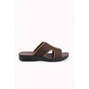 2170-Flex Soft Fileli Günlük,Umre ve Hac İçin Uyumlu Erkek Terlik - NKT02170-kahverengi-44