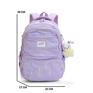 Relaxion 2173-1430 İthal Ürün Kız Çocuk Üçlü Set İlkokul Sırt Çantası - NKT02173-lila-TEKEBAT