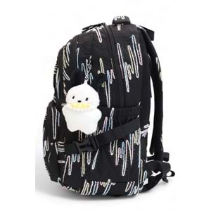 Relaxion 2173-1430 İthal Ürün Kız Çocuk Üçlü Set İlkokul Sırt Çantası - NKT02173-siyah-TEKEBAT