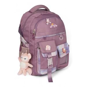 Relaxion 2174-1450 İthal Kore Tarzı Unisex Çocuk İlkokul Sırt Çantası - NKT02174-MOR-TEKEBAT