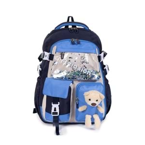 Relaxion 2175-1460 İthal Kore Tarzı Unisex Çocuk İlkokul Sırt Çantası - NKT02175-lacivert-TEKEBAT