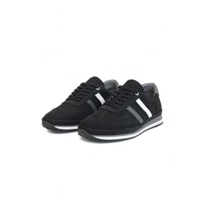2181-LuısFıgo Hakiki Deri Üst Kalite Anatomik Tabanlı Erkek Günlük Sneakers Ayakkabı - NKT02181-siyah-nubuk-41