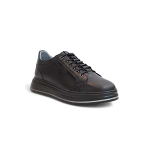 2182-Dropland Hakiki Deri Üst Kalite Anatomik Tabanlı Erkek Günlük Sneakers Ayakkabı - NKT02182-siyah-41