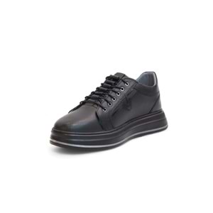 2182-Dropland Hakiki Deri Üst Kalite Anatomik Tabanlı Erkek Günlük Sneakers Ayakkabı - NKT02182-siyah-41