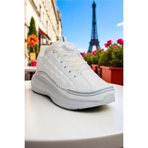2190-Jamper Anatomik Tabanlı Otomatik Bağcıklı Erkek Sneakers Ayakkabı - NKT02190-BEYAZ-40