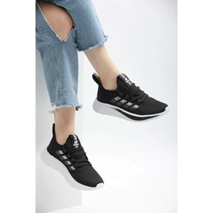 2201-Awıdox Anatomik Tabanlı Unisex Bağcıksız Sneakers Ayakkabı - NKT02201-siyah-beyaz-43