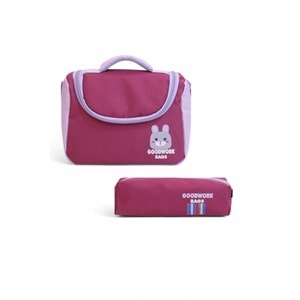 2204-Goodwork Kız Çocuk Üçlü Set Figürlü İlkokul Sırt Çantası - NKT02204-mürdüm-TEKEBAT