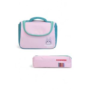 2204-Goodwork Kız Çocuk Üçlü Set Figürlü İlkokul Sırt Çantası - NKT02204-PUDRA-TEKEBAT