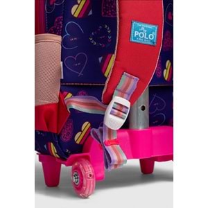 2217-My Polo Anatomik Sırt Yapılı Unisex Işıklı Tekerlekli İlkokul Çantası - NKT02217-Pembe-Mor-TEKEBAT