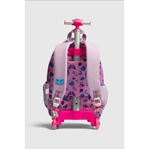 2217-My Polo Anatomik Sırt Yapılı Unisex Işıklı Tekerlekli İlkokul Çantası - NKT02217-Pembe-Mor-TEKEBAT