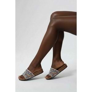 2232-Pien Anatomik Mantar Tabanlı Boncuklu Kadın Terlik - NKT02232-siyah-39