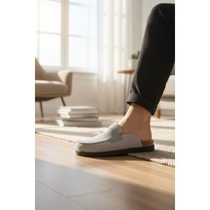 2235 İç Dış Hakiki Süet Deri Tam Ortopedik Üst Kalite Ev,Ofis,Misafir,Damat ve Gelin Çeyizlik Terlik - NKT02235-gri-43