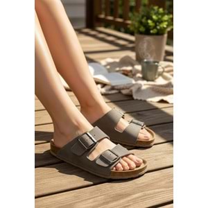 2236-Look Life Unisex Çift Tokalı Ultra Hafif Havuz,Plaj ve Günlük Kullanıma Uygun Terlik - NKT02236-Kum-42