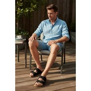 2236-Look Life Unisex Çift Tokalı Ultra Hafif Havuz,Plaj ve Günlük Kullanıma Uygun Terlik - NKT02236-siyah-42