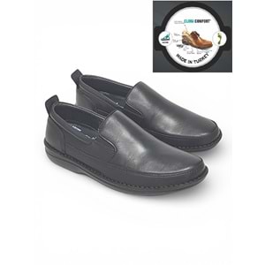 2237-Alme Hakiki Deri Üst Kalite Diabetic & Ortopedik Erkek Klasik Baba Ayakkabısı - NKT02237-siyah-45