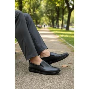 2237-Alme Hakiki Deri Üst Kalite Diabetic & Ortopedik Erkek Klasik Baba Ayakkabısı - NKT02237-siyah-45