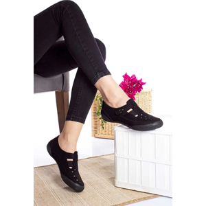 2243 Anatomik Tabanlı Kadın Günlük Spor Babet Ayakkabı - NKT02243-siyah-40