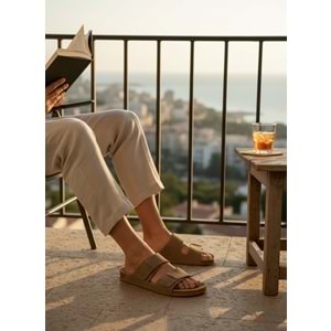 2245-Look Life Unisex Çift Tokalı Ultra Hafif Havuz,Plaj ve Günlük Kullanıma Uygun Terlik - NKT02245-Kum-46