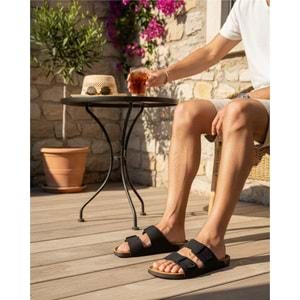 2245-Look Life Unisex Çift Tokalı Ultra Hafif Havuz,Plaj ve Günlük Kullanıma Uygun Terlik - NKT02245-siyah-46
