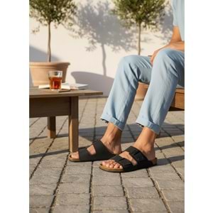 2245-Look Life Unisex Çift Tokalı Ultra Hafif Havuz,Plaj ve Günlük Kullanıma Uygun Terlik - NKT02245-siyah-46