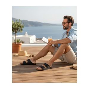 2245-Look Life Unisex Çift Tokalı Ultra Hafif Havuz,Plaj ve Günlük Kullanıma Uygun Terlik - NKT02245-siyah-46