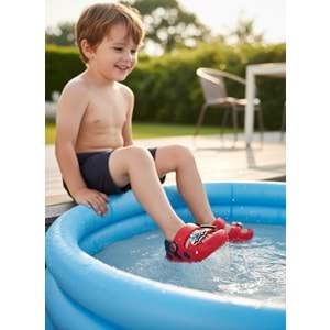 2246-Akınal Unisex Bebek Figürlü Ultra Yumuşak Esnek Kaymaz Tabanlı Sandalet Terlik - NKT02246-KIRMIZI-21-22