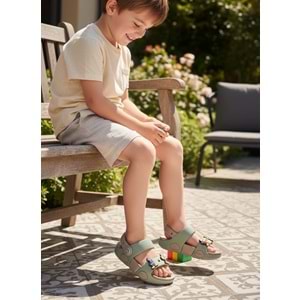 2247-Akınal Unisex Figürlü Ultra Yumuşak Esnek Kaymaz Tabanlı Çocuk Sandalet Terlik - NKT02247-yeşil-27