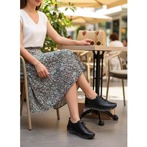2255-Hakiki Deri Premium Kalite Anatomik Şeffaf Tabanlı Kadın Günlük Ayakkabı - NKT02255-siyah-39
