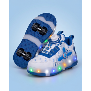 2256-N-Drops Led Işıklı Çift Tekerlekli Akıllı Bağcıklı Unisex Çocuk Patenli Ayakkabı - NKT02256-beyaz-mavi-33