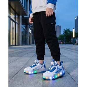 2256-N-Drops Led Işıklı Çift Tekerlekli Akıllı Bağcıklı Unisex Çocuk Patenli Ayakkabı - NKT02256-beyaz-mavi-33