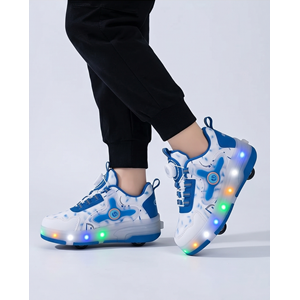 2256-N-Drops Led Işıklı Çift Tekerlekli Akıllı Bağcıklı Unisex Çocuk Patenli Ayakkabı - NKT02256-beyaz-mavi-33