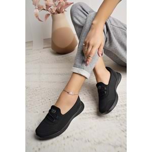 2257-Blacksea Anatomik Tabanlı Ultra Hafif Kadın Günlük Spor Babet Ayakkabı - NKT02257-siyah-38