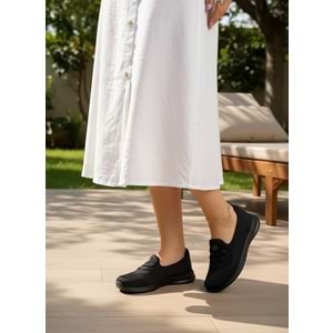 2257-Blacksea Anatomik Tabanlı Ultra Hafif Kadın Günlük Spor Babet Ayakkabı - NKT02257-siyah-38