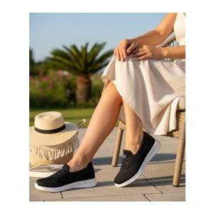 2257-Blacksea Anatomik Tabanlı Ultra Hafif Kadın Günlük Spor Babet Ayakkabı - NKT02257-siyah-beyaz-37