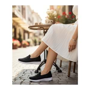 2257-Blacksea Anatomik Tabanlı Ultra Hafif Kadın Günlük Spor Babet Ayakkabı - NKT02257-siyah-beyaz-37