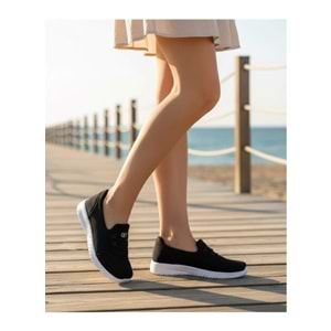 2257-Blacksea Anatomik Tabanlı Ultra Hafif Kadın Günlük Spor Babet Ayakkabı - NKT02257-siyah-beyaz-37