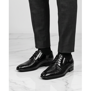 2265-Smart İçi Dışı Duble Hakiki Deri Premium Serisi Jurdan Tabanlı Erkek Klasik Ayakkabı - NKT02265-siyah-rugan-41