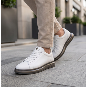 2274-Zanelle Hakiki Full Duble Deri Üst Kalite Premıum Erkek Sneaker Ayakkabı - NKT02274-BEYAZ-41