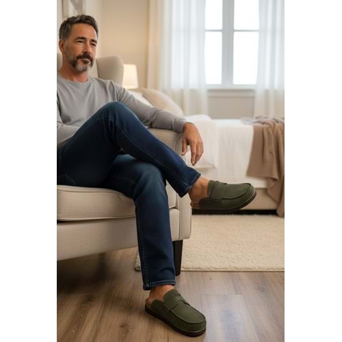 2235 İç Dış Hakiki Süet Deri Tam Ortopedik Üst Kalite Ev,Ofis,Misafir,Damat ve Gelin Çeyizlik Terlik