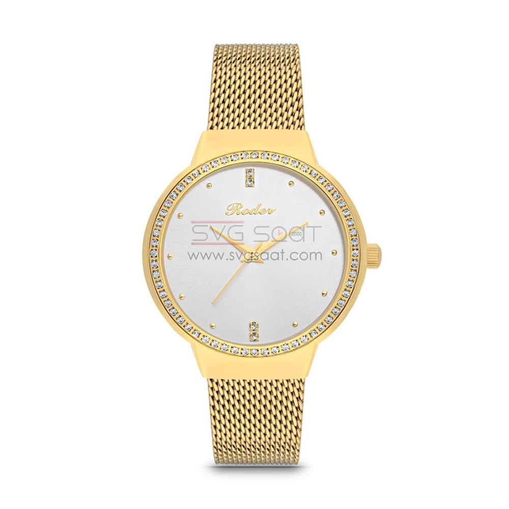 RODER 7240 GOLD KLASİK BAYAN KOL SAATİ - BEYAZ