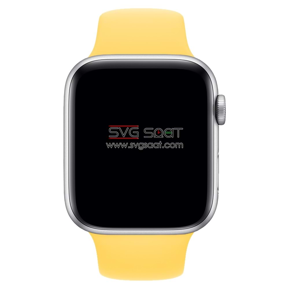 Apple watch uyumlu silikon kordon - SARI - 42/44