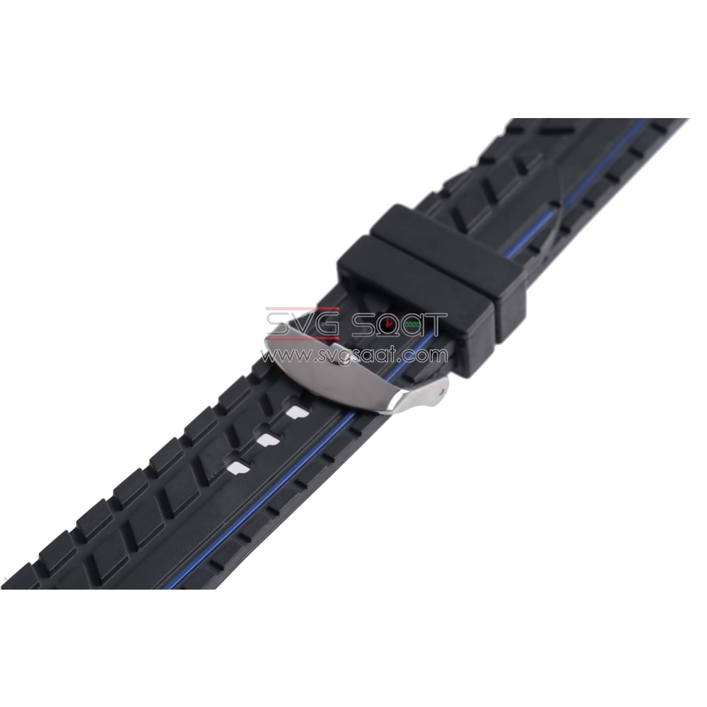 A-34 Silikon Kordon - SİYAH - MAVİ - 24MM