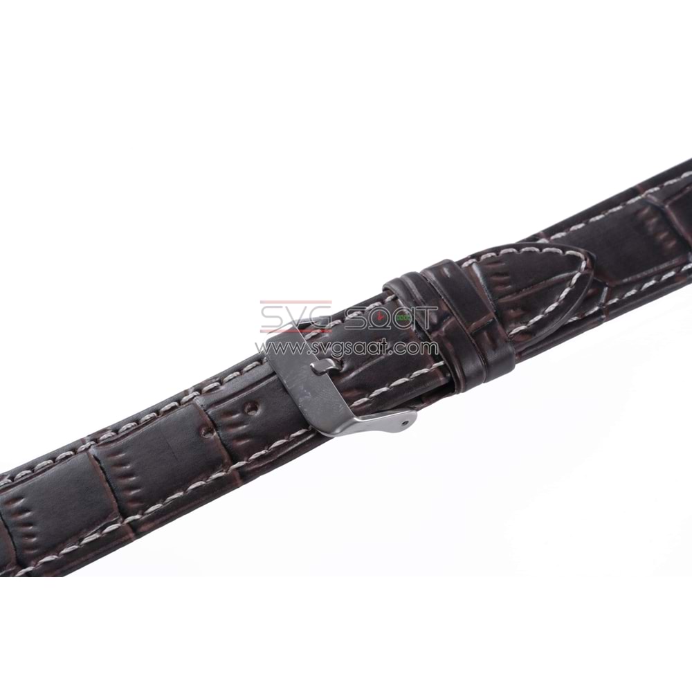 OSO 920 Saat Kordonu - KAHVERENGİ - BEYAZ - 16MM